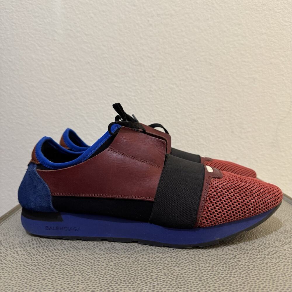 Balenciaga Race Runner Size 43 Multicolor Leather Mesh and Stretch Band Sneakers